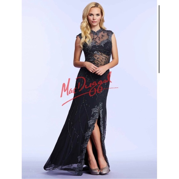 Mac Duggal Charcoal Grey Evening Gown - Picture 6 of 7